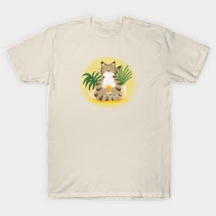 Relaxed cute cat drinking tea T-Shirt